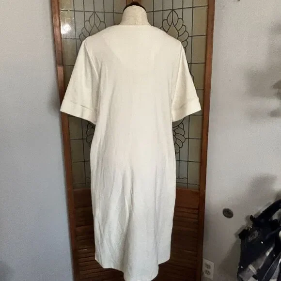 Miss Elaine Waffle Knit Button Snap Embroidered Medium Length Robe Size M - Picture 5 of 16